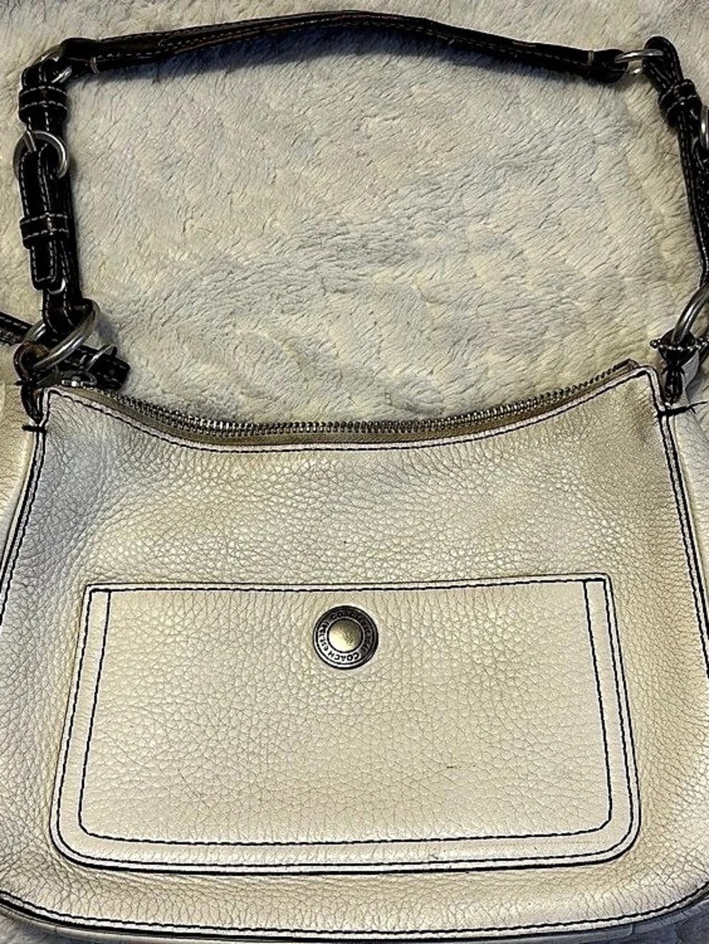 Coach Leather Shoulder Bag in White